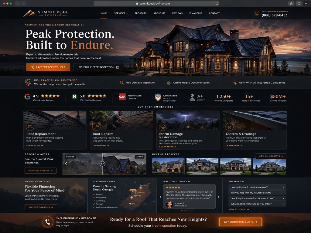 Summit Peak Roofing website concept