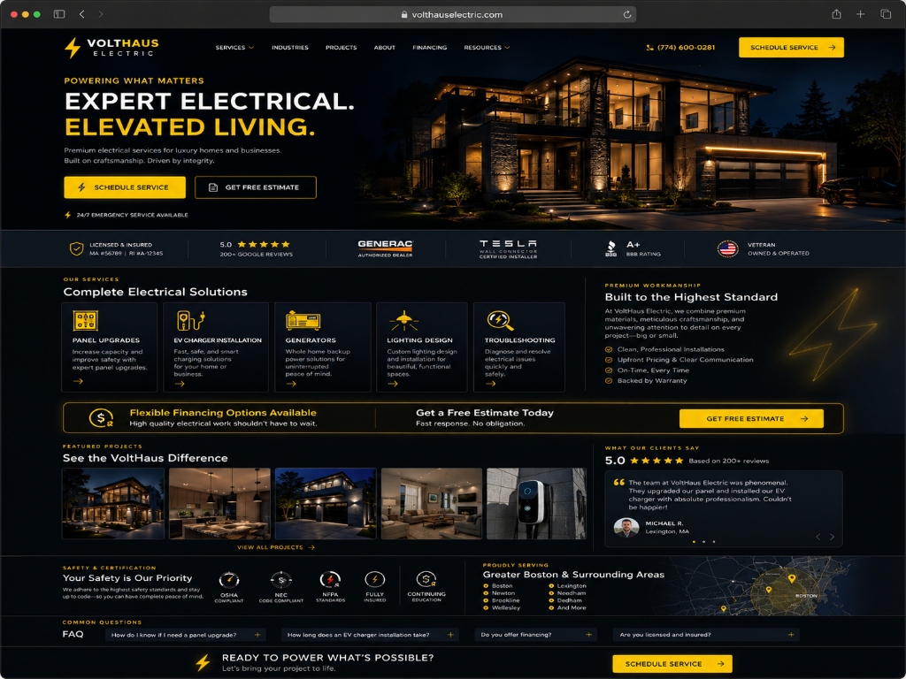 VoltHaus Electric website concept